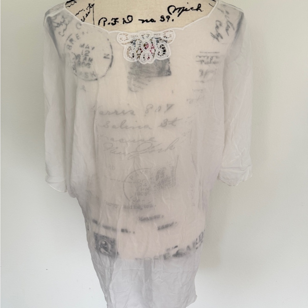 Johnny Was Tunic Blouse Lace Embroidered Ivory Sz XL Cottagecore Prairiecore - Picture 8 of 16